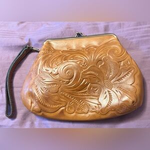 Patricia Nash Savena kisslock leather clutch